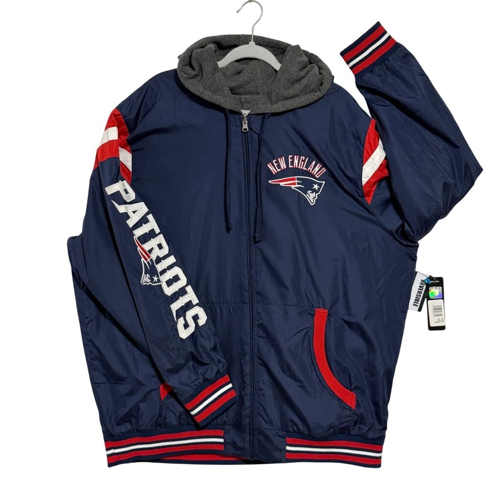 Offical NEW NFL 3XL New England Patriots Reversible Jacket‎ Hoodie Perfect